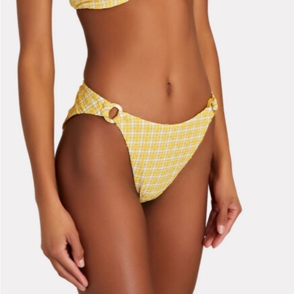 Jonathan Simkhai Francesca Plaid Bikini Gingham Yellow Swim Bottoms NWT - Picture 2 of 10